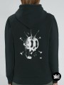 sweat à capuche crâne punk - hoodie crâne squelette unisexe en coton bio - sweat crâne rock dessiné et imprimé en France