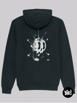 sweat à capuche crâne punk - hoodie crâne squelette unisexe en coton bio - sweat crâne rock dessiné et imprimé en France