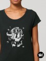 t-shirt femme crâne biker  - tee shirt casque moto noir et blanc -  tshirt crâne en coton bio - dessiné et imprimé en France