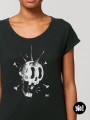 t-shirt femme crâne punk - tee shirt crâne rock noir et blanc -  tshirt crâne en coton bio - dessiné et imprimé en France