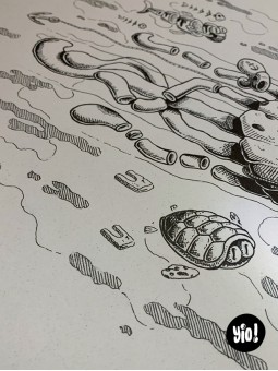 dessin original poulpe - dessin poulpe encre de Chine - original poulpe papier de créa - dessiné en France