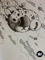 dessin original poulpe - dessin poulpe encre de Chine - original poulpe papier de créa - dessiné en France