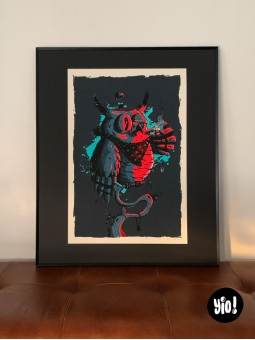 sérigraphie hibou - tirage d'art hibou - papier de créa - dessiné et sérigraphié en France