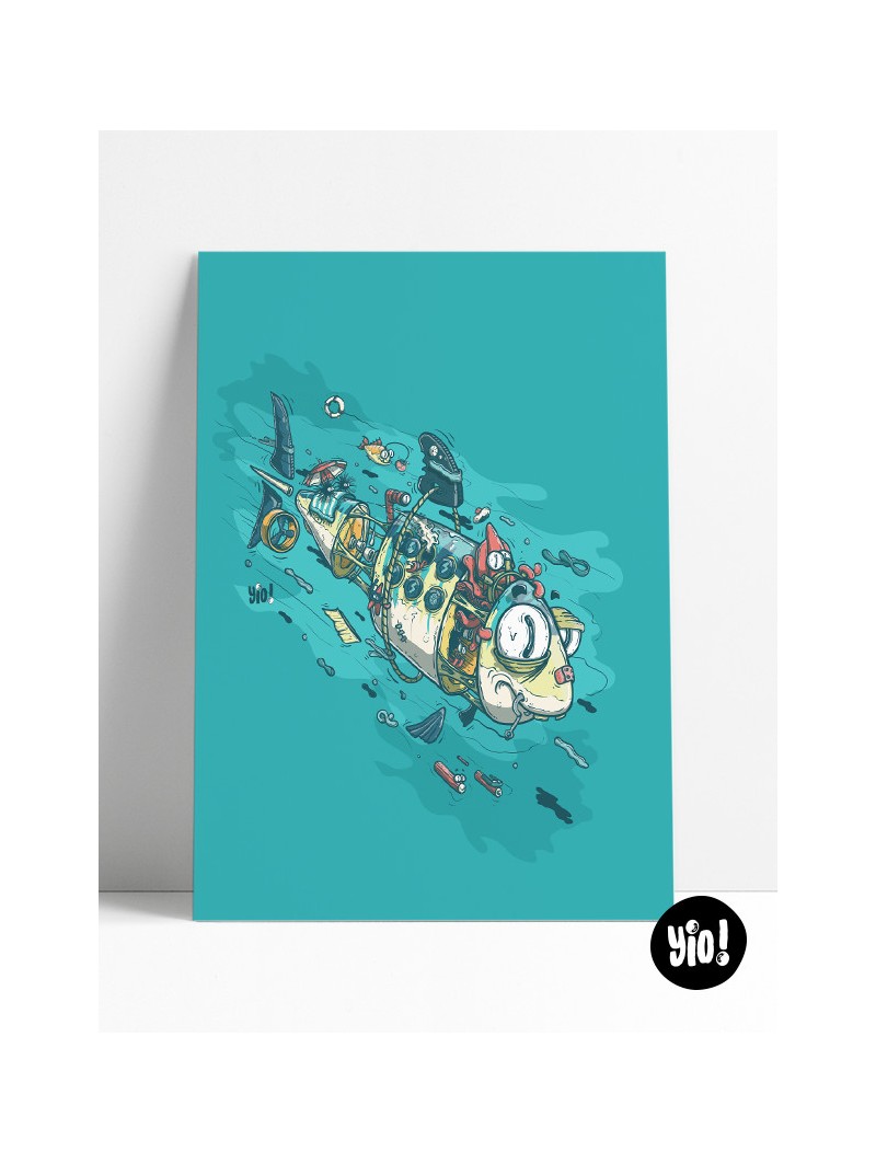 affiche poisson - poster océan - illustration mer - dessiné et imprimé en France
