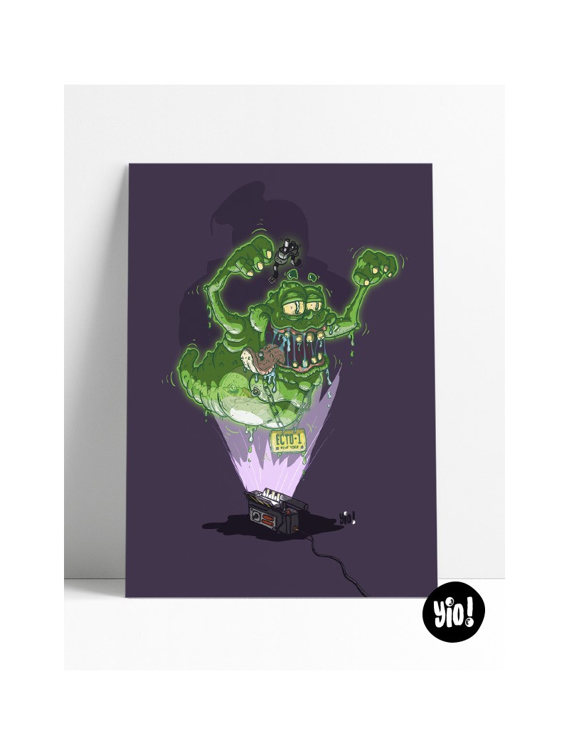 affiche ghostbusters - poster slimer - illustration retro - yio illustrations
