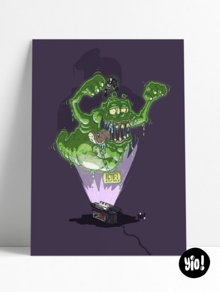 affiche ghostbusters - poster slimer - illustration retro - yio illustrations