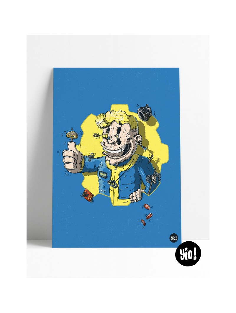 affiche fallout - poster vault boy - illustration gaming - yio illustrations