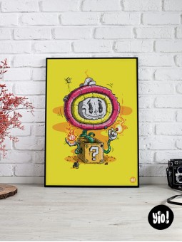 affiche fleur de feu - poster mario - illustration gaming - retrogaming - art geek - yio illustrations