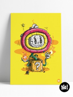 affiche fleur de feu - poster mario - illustration gaming - retrogaming - art geek - yio illustrations