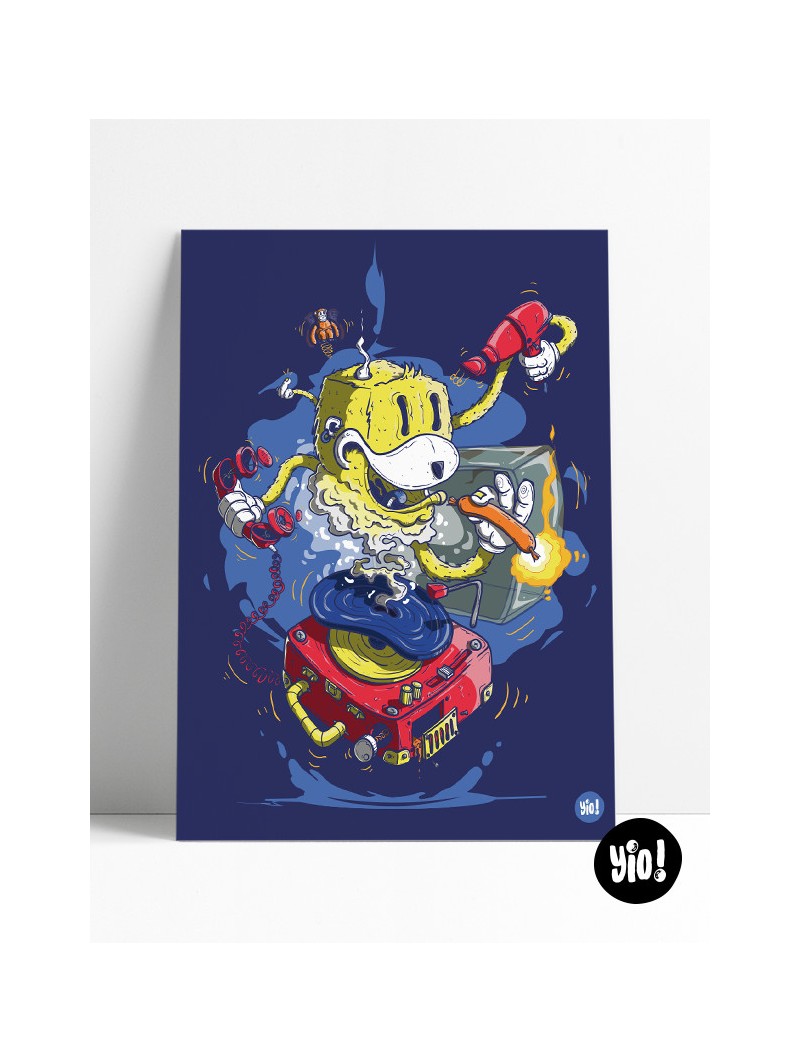 affiche flat eric - poster mr oizo - illustration pop culture - rétro - 90's - yio illustrations