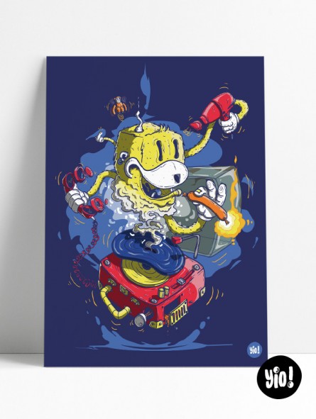 affiche flat eric - poster mr oizo - illustration pop culture - rétro - 90's - yio illustrations