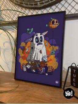 affiche fantôme - poster zombie - illustration halloween - citrouille - yio illustrations