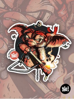 Sticker Gizmo en mode Rambo, un Mogwai guerrier prêt à personnaliser vos objets avec style