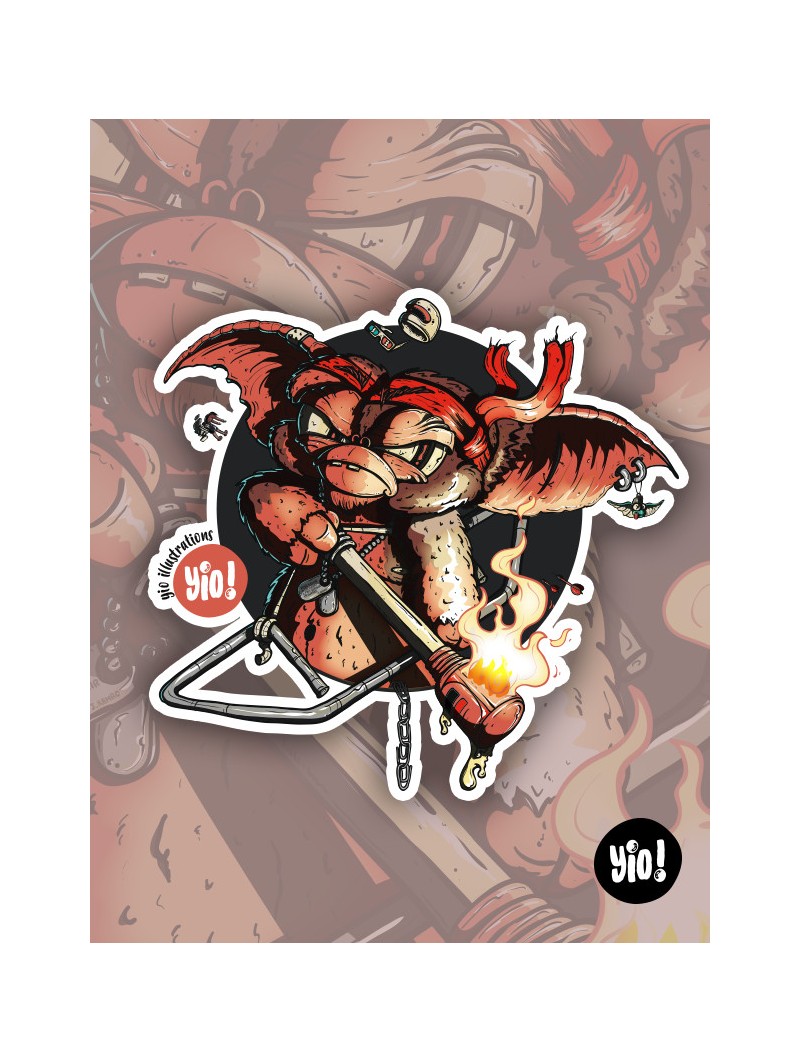 Sticker Gizmo en mode Rambo, un Mogwai guerrier prêt à personnaliser vos objets avec style