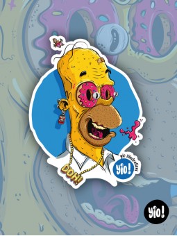 Sticker caricature d'Homer Simpson pour déco fun et décalée