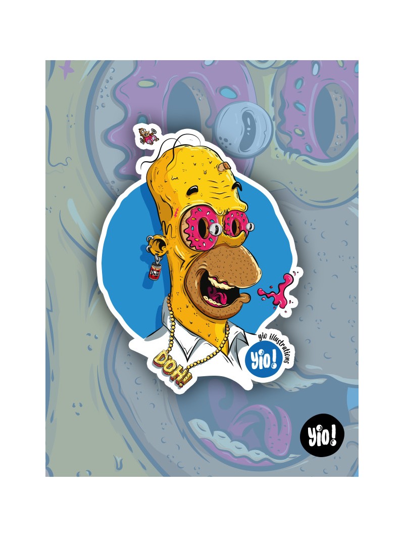 Sticker caricature d'Homer Simpson pour déco fun et décalée