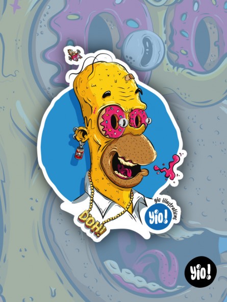 Sticker caricature d'Homer Simpson pour déco fun et décalée