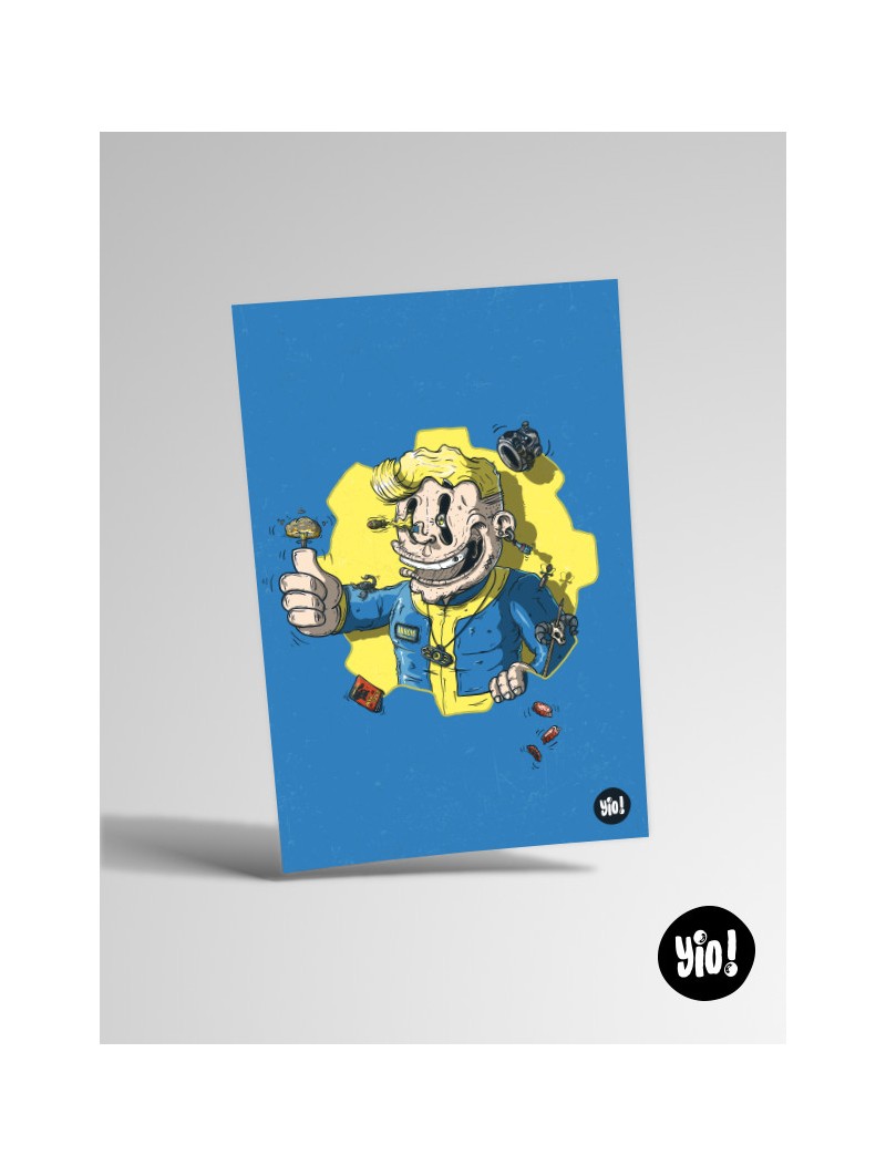 Illustration Vault Boy Fallout, carte 10x15 sans cadre