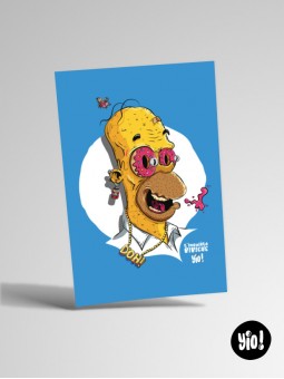 Illustration caricature Homer Simpson, carte 10x15 sans cadre - illustration pop culture