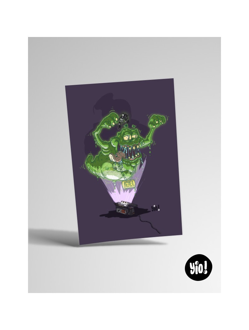 Illustration Slimer Ghostbusters, carte 10x15 sans cadre