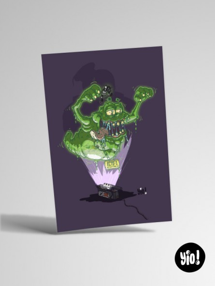 Illustration Slimer Ghostbusters, carte 10x15 sans cadre