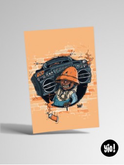 Illustration cartoon boombox, carte 10x15 sans cadre