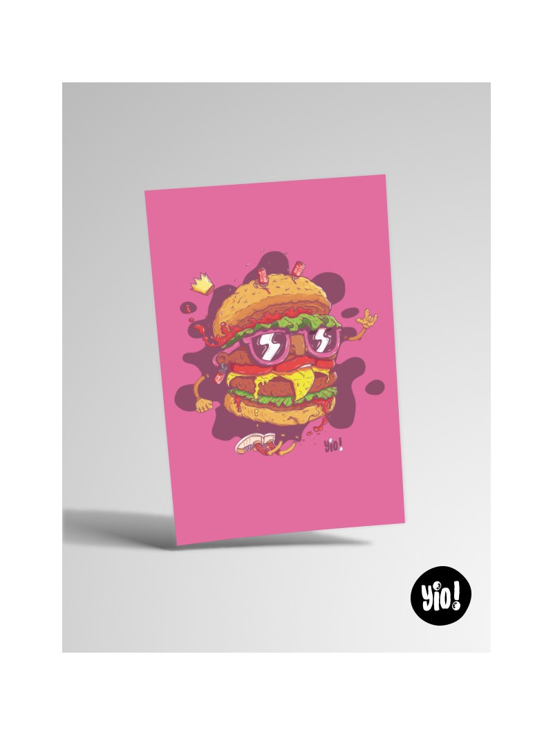 Illustration burger cartoon déjanté (sans cadre)