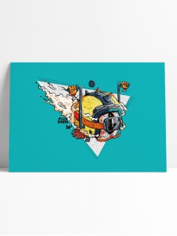 poster casque moto - papier de créa - dessiné et imprimé en France