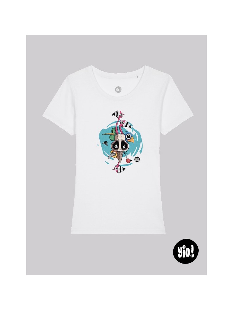 t-shirt oiseaux - blanc -  coton bio - dessiné et imprimé en France