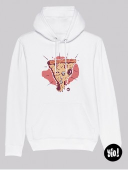 hoodie pizza - blanc -  coton bio - dessiné et imprimé en France
