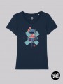 tee-shirt cerveau - bleu marine -  coton bio - dessiné et imprimé en France