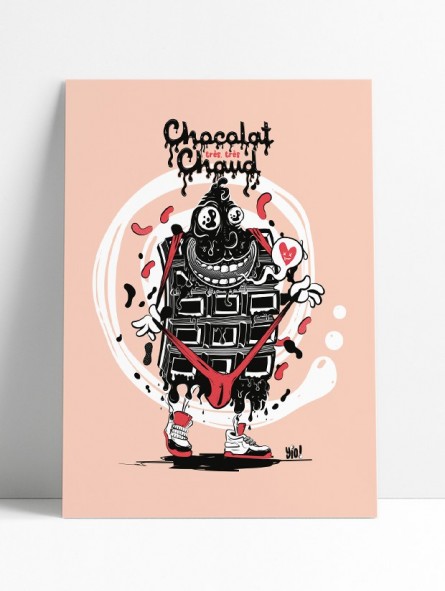 poster Chocolat très très chaud - papier de créa - dessiné et imprimé en France