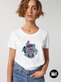 t-shirt femme cassette - tshirt rétro 80's - blanc -  tee shirt vintage coton bio - dessiné et imprimé en France