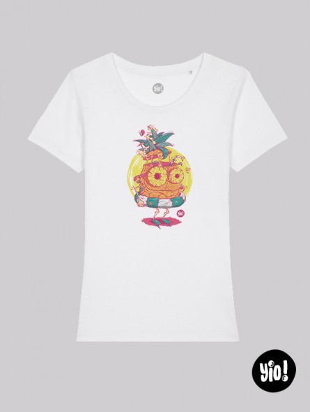 t-shirt femme ananas - tee-shirt femme blanc -  tshirt coton bio - dessiné et imprimé en France