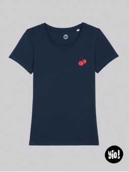 t-shirt femme pacman - tee-shirt retro 80's - tshirt gaming bleu marine - teeshirt coton bio - dessiné et imprimé en France