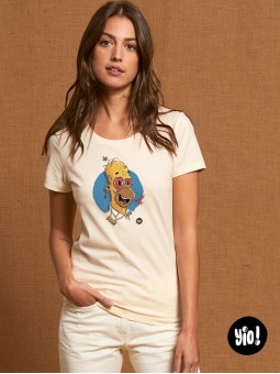 t-shirt femme homer simpson  - tee shirt homer raw naturel -  tshirt simpson coton bio - dessiné et imprimé en France